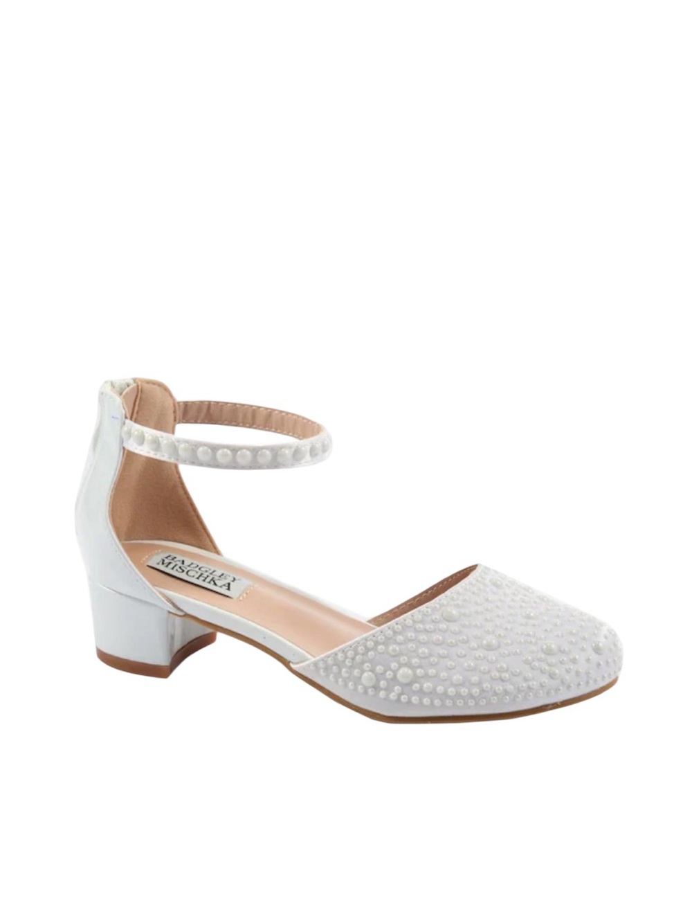 New in Box Badgley Mischka Girls Pearl Ankle Strap Dress Shoe Wedding Formal